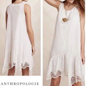 Isabella Sinclair Anthropologie White 100% Cotton Broderie Swing Dress SZ S/P